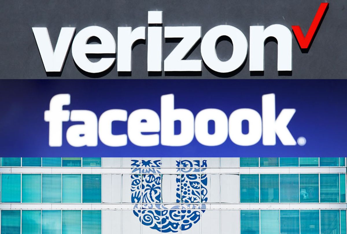 Verizon, Facebook and Unilever (Getty Images/Salon)