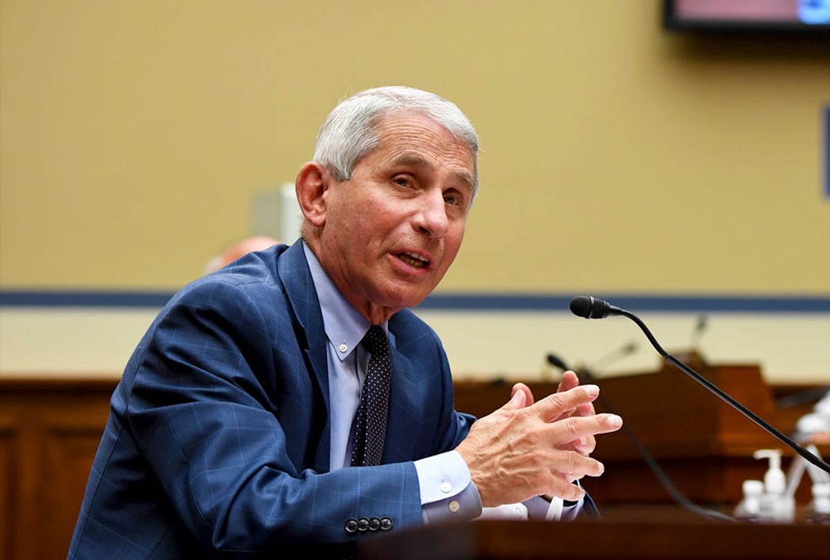 Dr. Anthony Fauci, director of the National Institute for Allergy and Infectious Diseases, testifies before a House Subcommittee on the Coronavirus Crisis hearing on July 31, 2020 in Washington, DC. Trump administration officials are set to defend the federal government's response to the coronavirus crisis at the hearing hosted by a House panel calling for a national plan to contain the virus. (Kevin Dietsch-Pool/Getty Images)