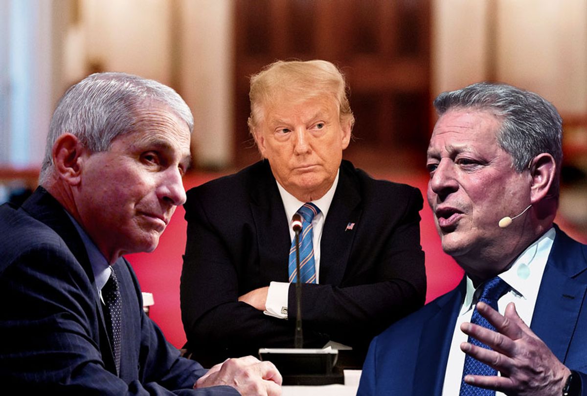 Anthony Fauci, Al Gore and Donald Trump (Getty Images/Salon)