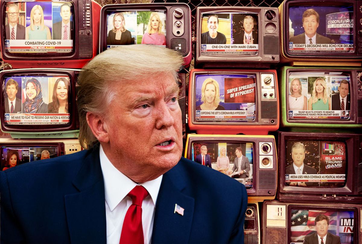 Donald Trump watching Fox News (Photo illustration by Salon/Getty Images/Fox News)
