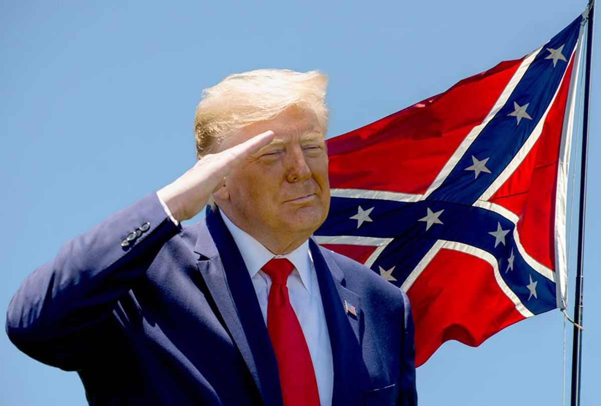 Donald Trump saluting the Confederate flag (Photo illustration by Salon/Getty Images)