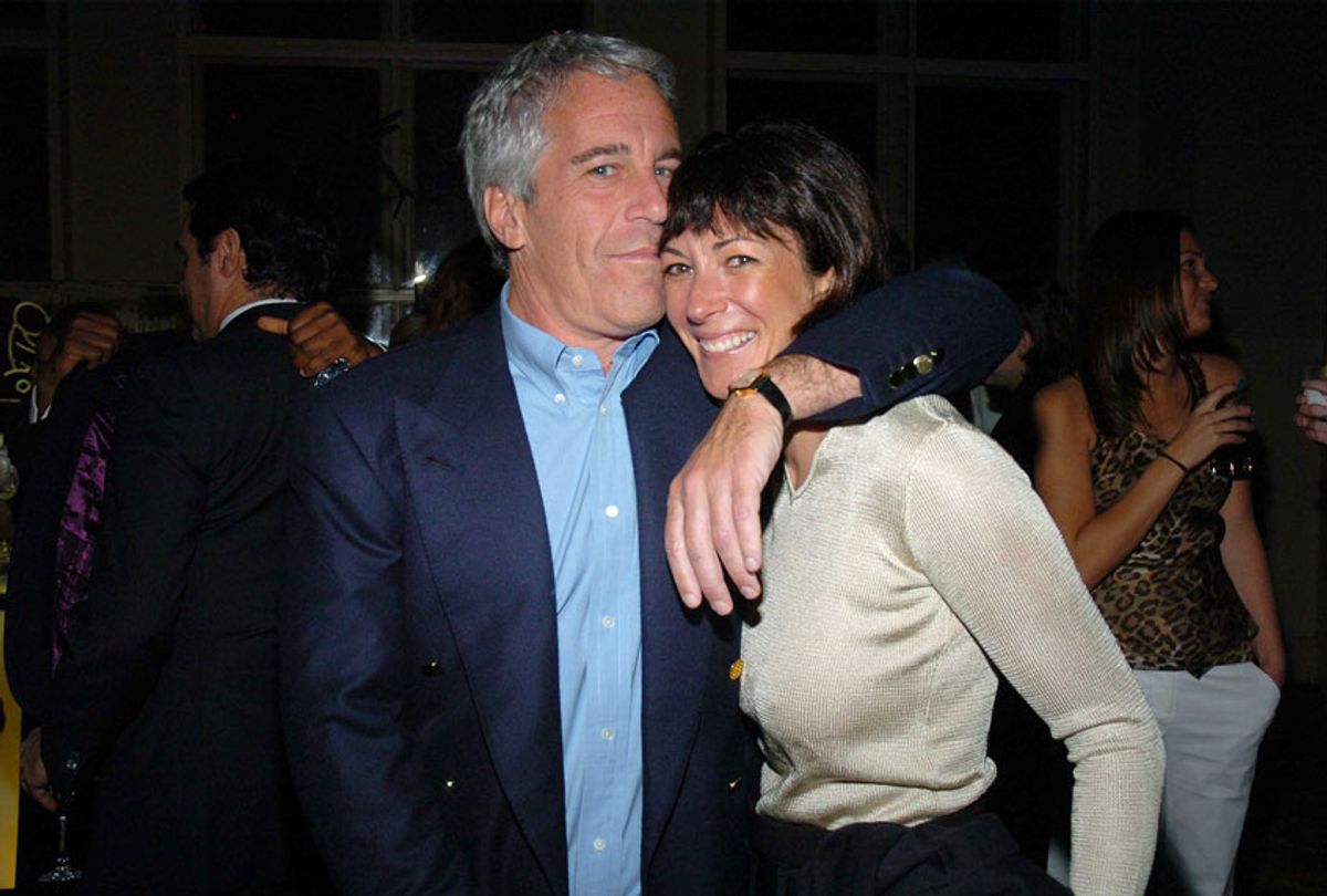 Jeffrey Epstein and Ghislaine Maxwell attend de Grisogono Sponsors The 2005 Wall Street Concert Series Benefitting Wall Street Rising, with a Performance by Rod Stewart at Cipriani Wall Street on March 15, 2005 in New York City. (JoeSchildhorn/Patrick McMullan via Getty Images)