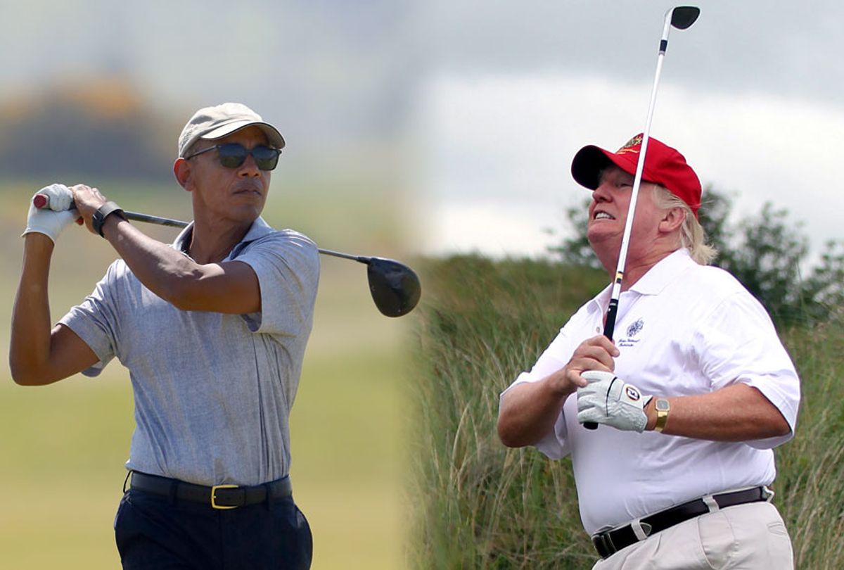 Barack Obama and Donald Trump golfing (Getty Images/Salon)