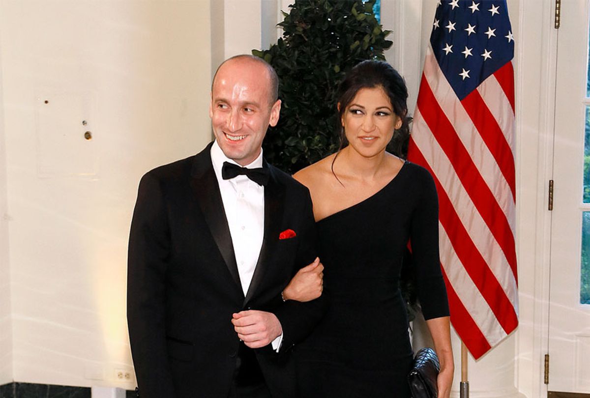 White House advisor Stephen Miller (L) and Katie Waldman arrive for the State Dinner at The White House (Paul Morigi/Getty Images)