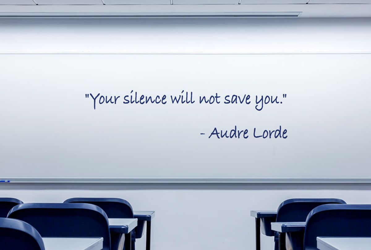 Classroom whiteboard with a quote from Audre Lorde written on it (Getty Images/Salon)