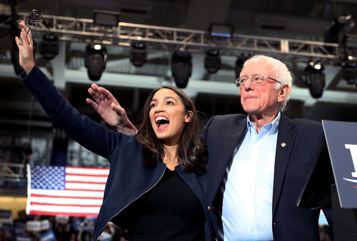 U.S. Rep. Alexandria Ocasio-Cortez (D-N.Y) and Democratic presidential candidate Sen. Bernie Sanders (I-VT) (Joe Raedle/Getty Images)