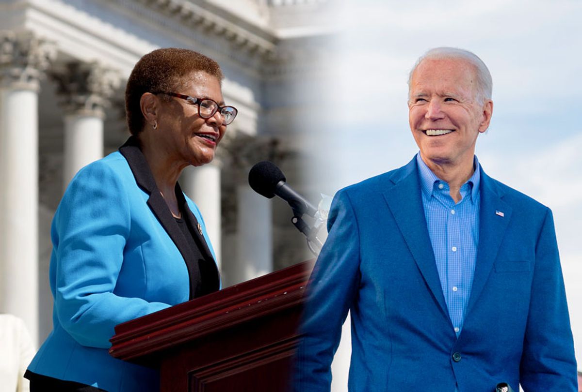 Joe Biden and Karen Bass (Getty Images/Salon)