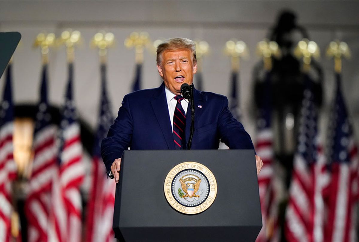President Donald Trump speaks on the fourth and final night of the Republican National Convention with a speech delivered in front a live audience on the South Lawn of the White House on Thursday, August 27, 2020. (Jabin Botsford/The Washington Post via Getty Images)
