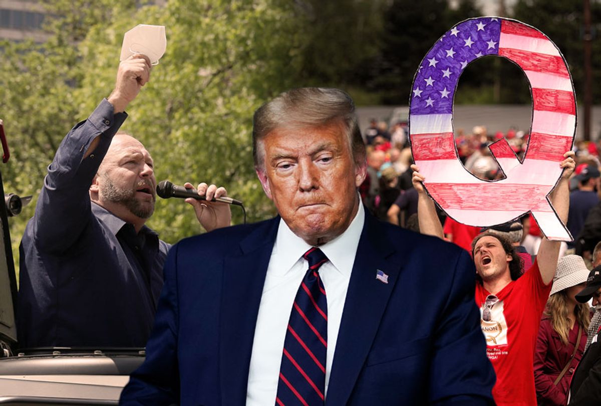 Donald Trump | Alex Jones | QAnon Supporter (Getty Images/Salon)
