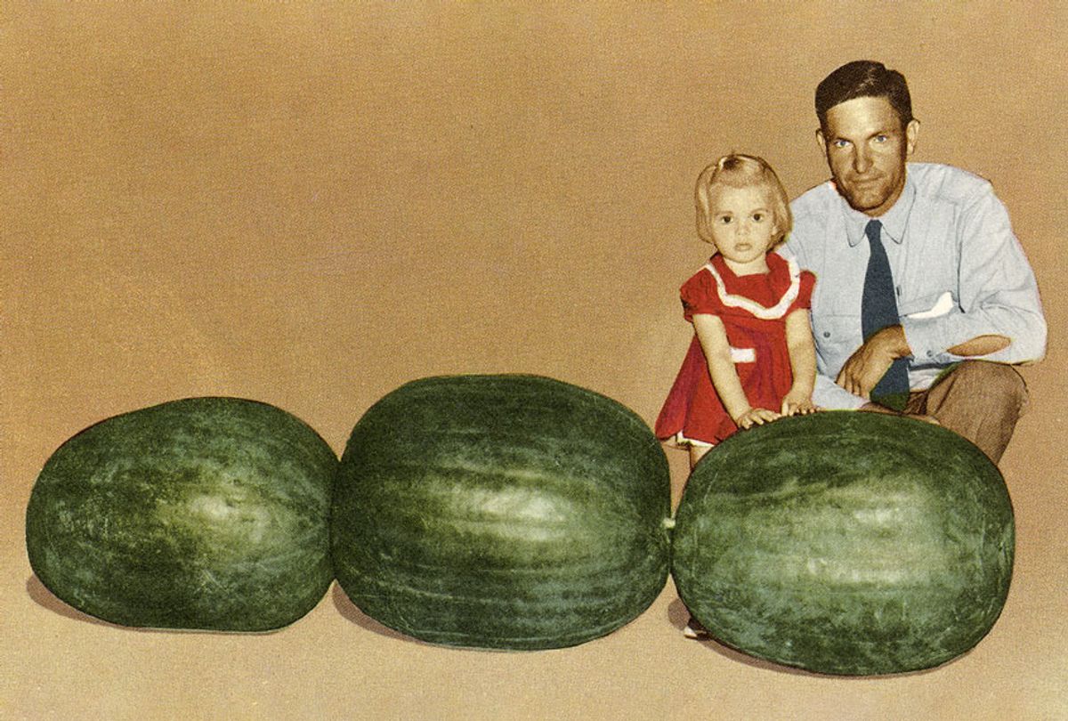 Man and Child with Large Watermelons. (Found Image Holdings/Getty Images)