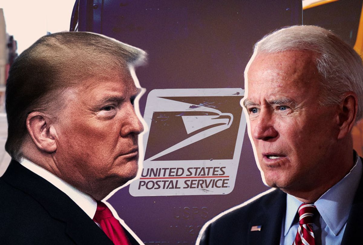 Donald Trump, Joe Biden, and the USPS (Photo illustration by Salon/Getty Images)