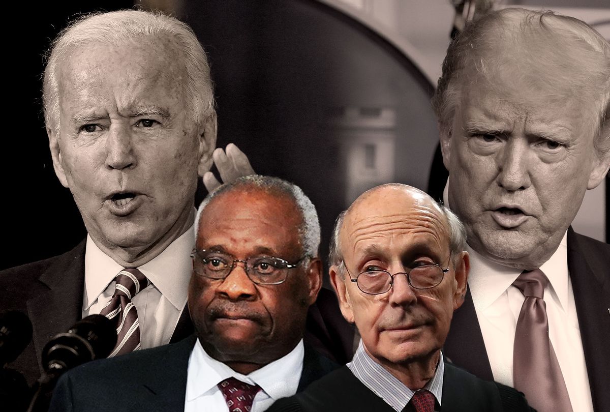 Joe Biden, Donald Trump, Stephen Breyer and Clarence Thomas (Photo illustration by Salon/Getty Images)