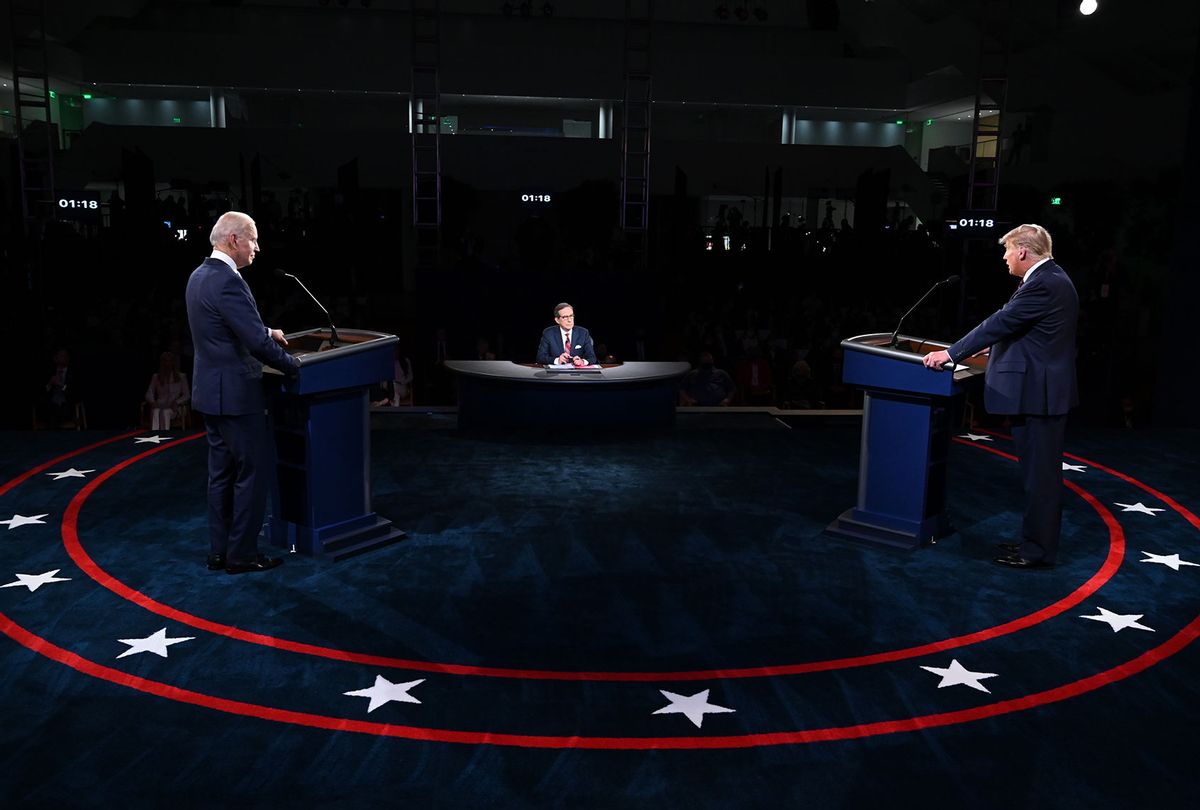 U.S. President Donald Trump and Democratic presidential nominee Joe Biden participate in the first presidential debate at the Health Education Campus of Case Western Reserve University on September 29, 2020 in Cleveland, Ohio. This is the first of three planned debates between the two candidates in the lead up to the election on November 3. (Olivier Douliery-Pool/Getty Images)
