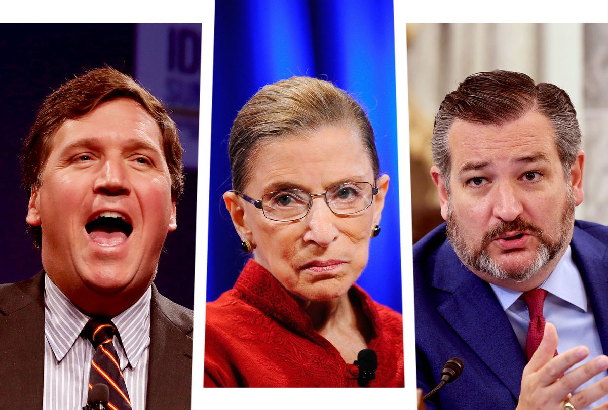 Tucker Carlson, Ruth Bader Ginsburg and Ted Cruz (Photo illustration by Salon/Getty Images)