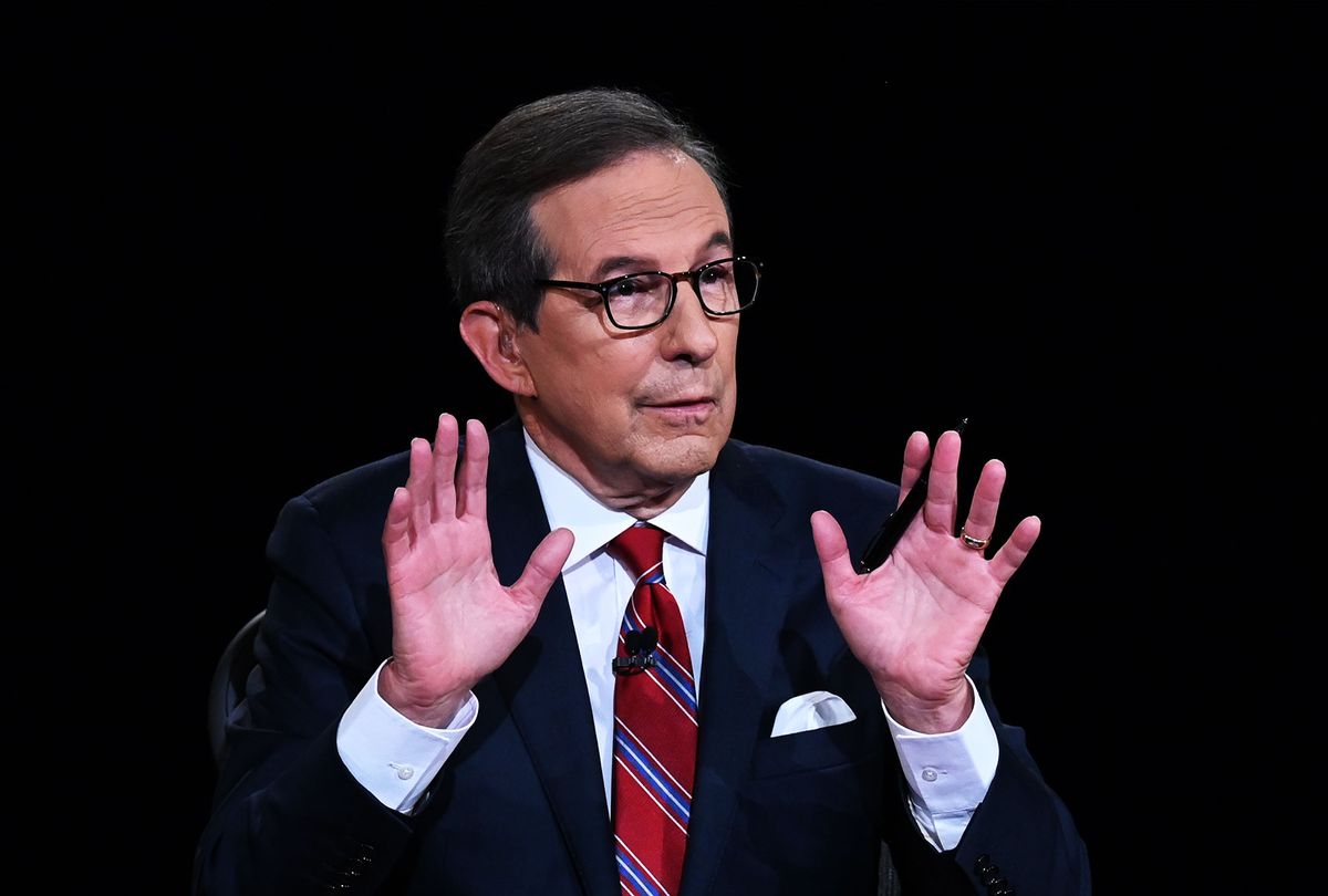 Debate moderator and Fox News anchor Chris Wallace directs the first presidential debate between U.S. President Donald Trump and Democratic presidential nominee Joe Biden at the Health Education Campus of Case Western Reserve University on September 29, 2020 in Cleveland, Ohio. (Olivier Douliery-Pool/Getty Images)