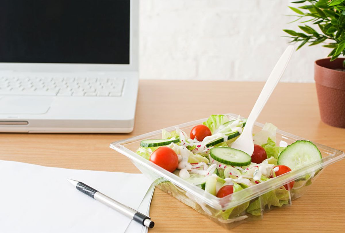 Salad at desk (Getty Images)