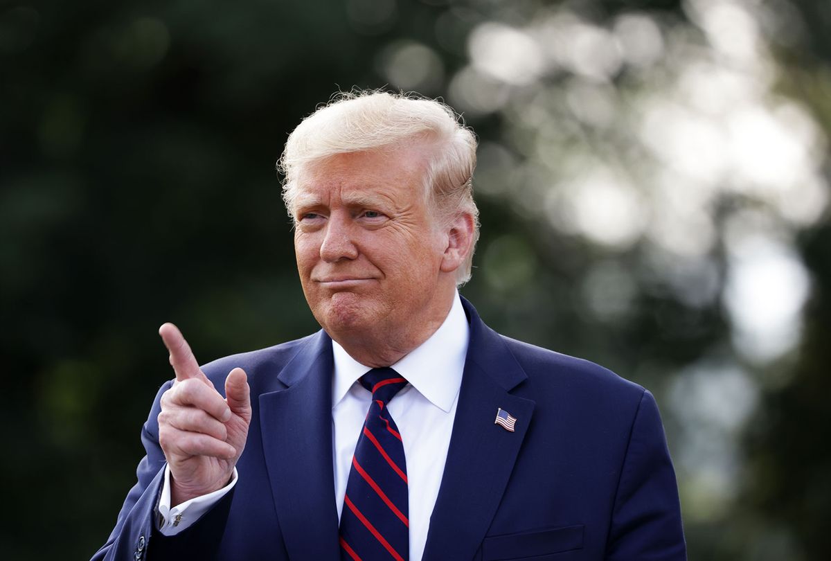 U.S. President Donald Trump speaks to members of the press prior to his departure from the White House on September 15, 2020 in Washington, DC. President Trump was traveling to Philadelphia to participate in an ABC News town hall event. (Alex Wong/Getty Images)