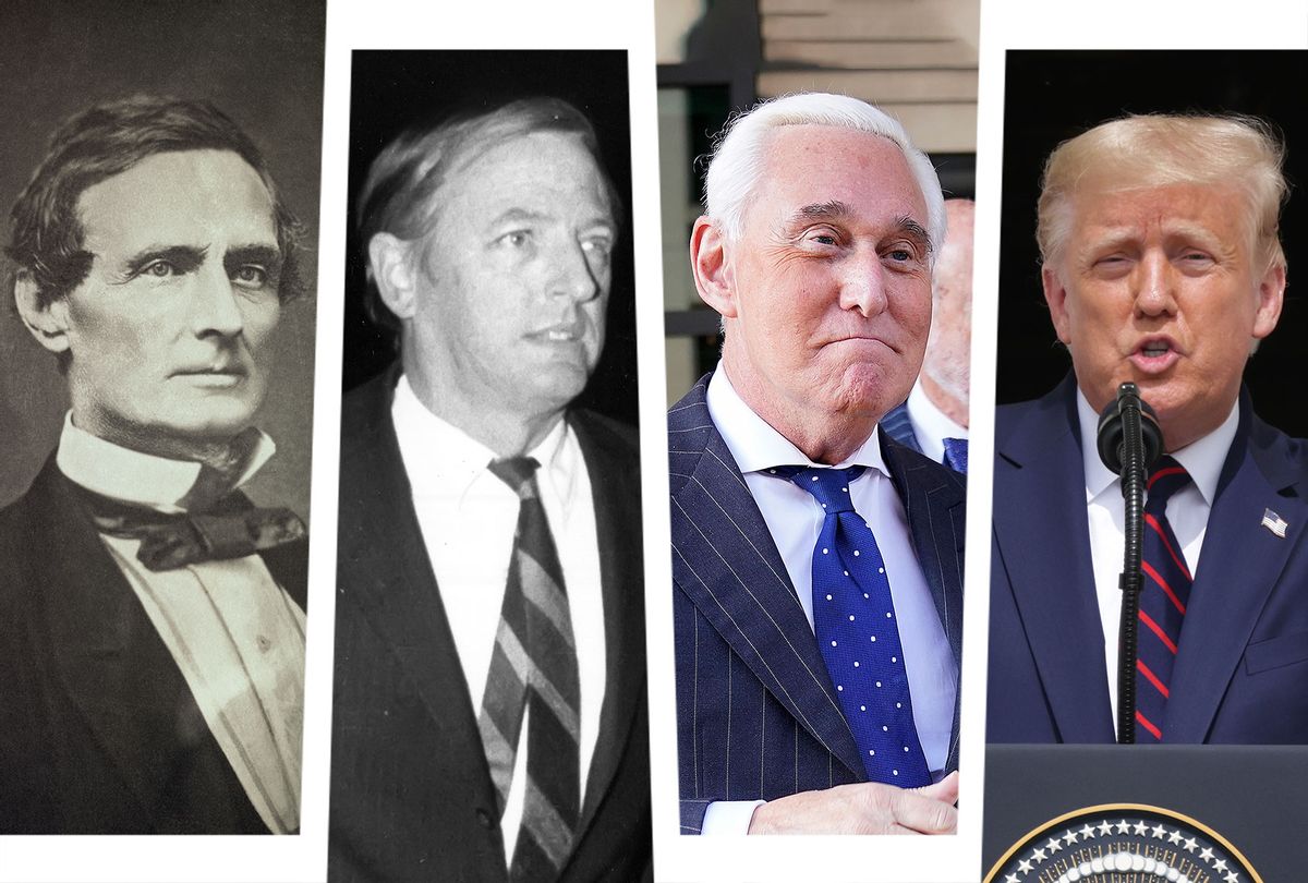 Jefferson Davis, William F Buckley, Roger Stone and Donald Trump (Photo illustration by Salon/Getty Images)