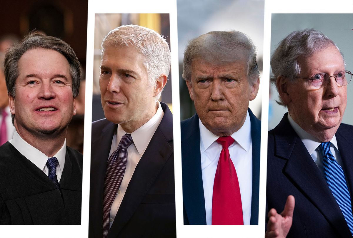 Brett Kavanaugh, Neil Gorsuch, Donald Trump and Mitch McConnell (Photo illustration by Salon/Getty Images)
