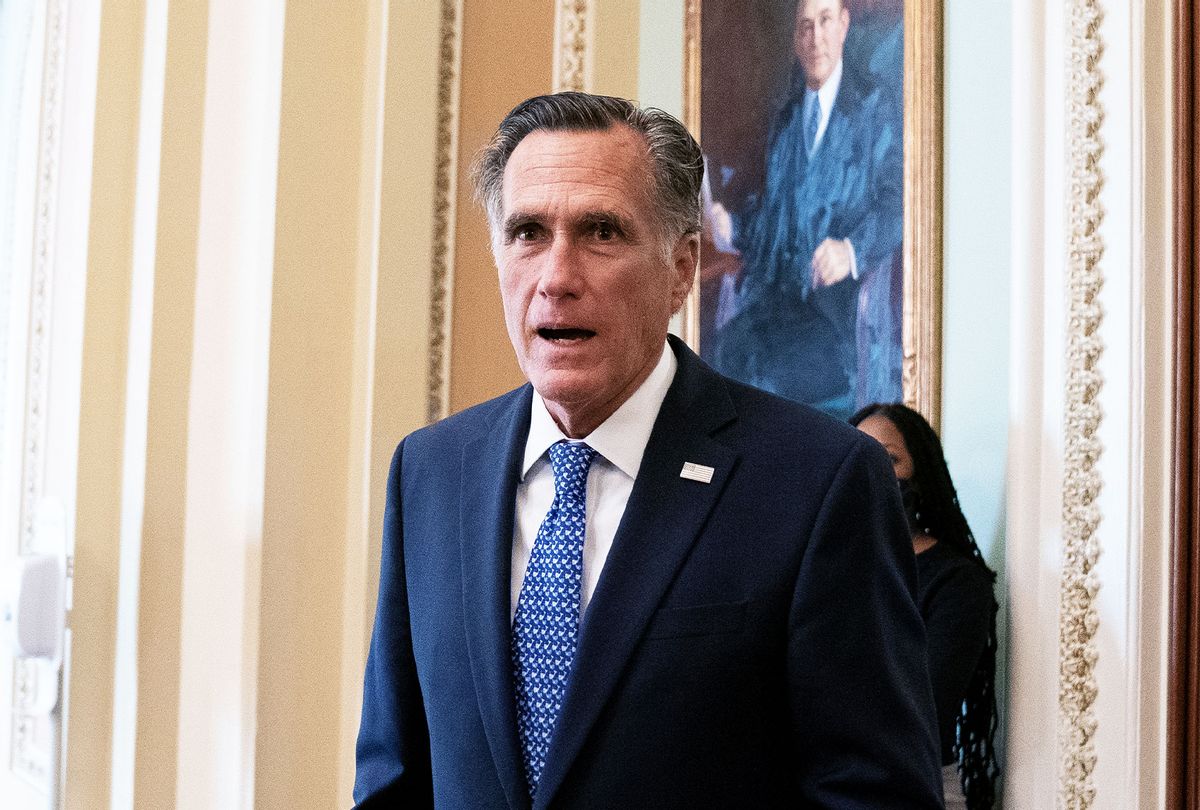 U.S. Sen. Mitt Romney (R-UT) speaks to reporters at the U.S. Capitol on September 21, 2020 in Washington, DC. Senate Majority Leader Mitch McConnell (R-KY) is planning to hold a vote to fill Justice Ruth Bader Ginsburgs Supreme Court seat, with U.S. President Donald Trump expected to unveil his nominee as early as Friday or Saturday. (Stefani Reynolds/Getty Images)