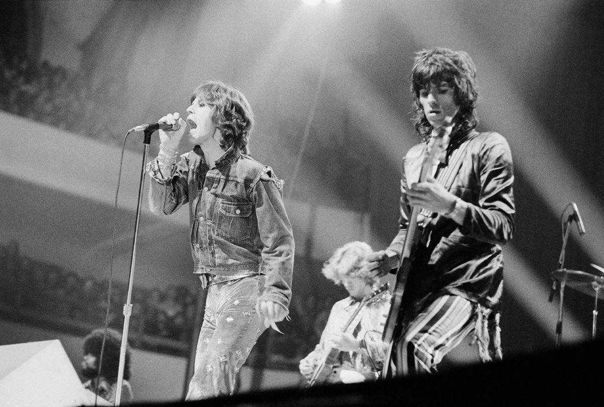 The Rolling Stones performing at the Festhalle Frankfurt, Germany, 30th September 1973. Left to right: Mick Jagger, Mick Taylor and Keith Richards. (Michael Putland/Getty Images)
