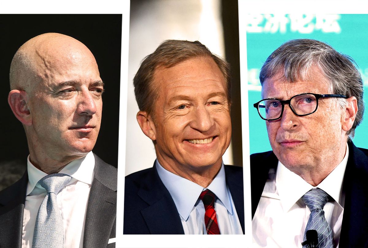 Jeff Bezos, Tom Steyer and Bill Gates (Photo illustration by Salon/Getty Images)