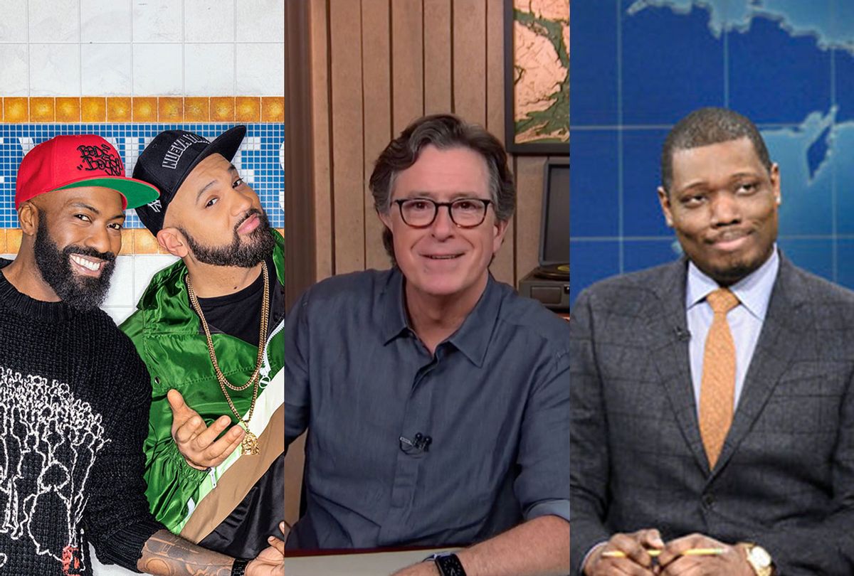 Desus & Mero | Stephen Colbert of The Late Show | Michael Che of Weekend Report (Photo illustration by Salon/Showtime/NBC/Comedy Central)