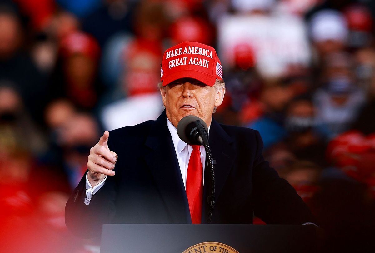 U.S. President Donald Trump speaks during a campaign rally on October 17, 2020 in Muskegon, Michigan. (Rey Del Rio/Getty Images)