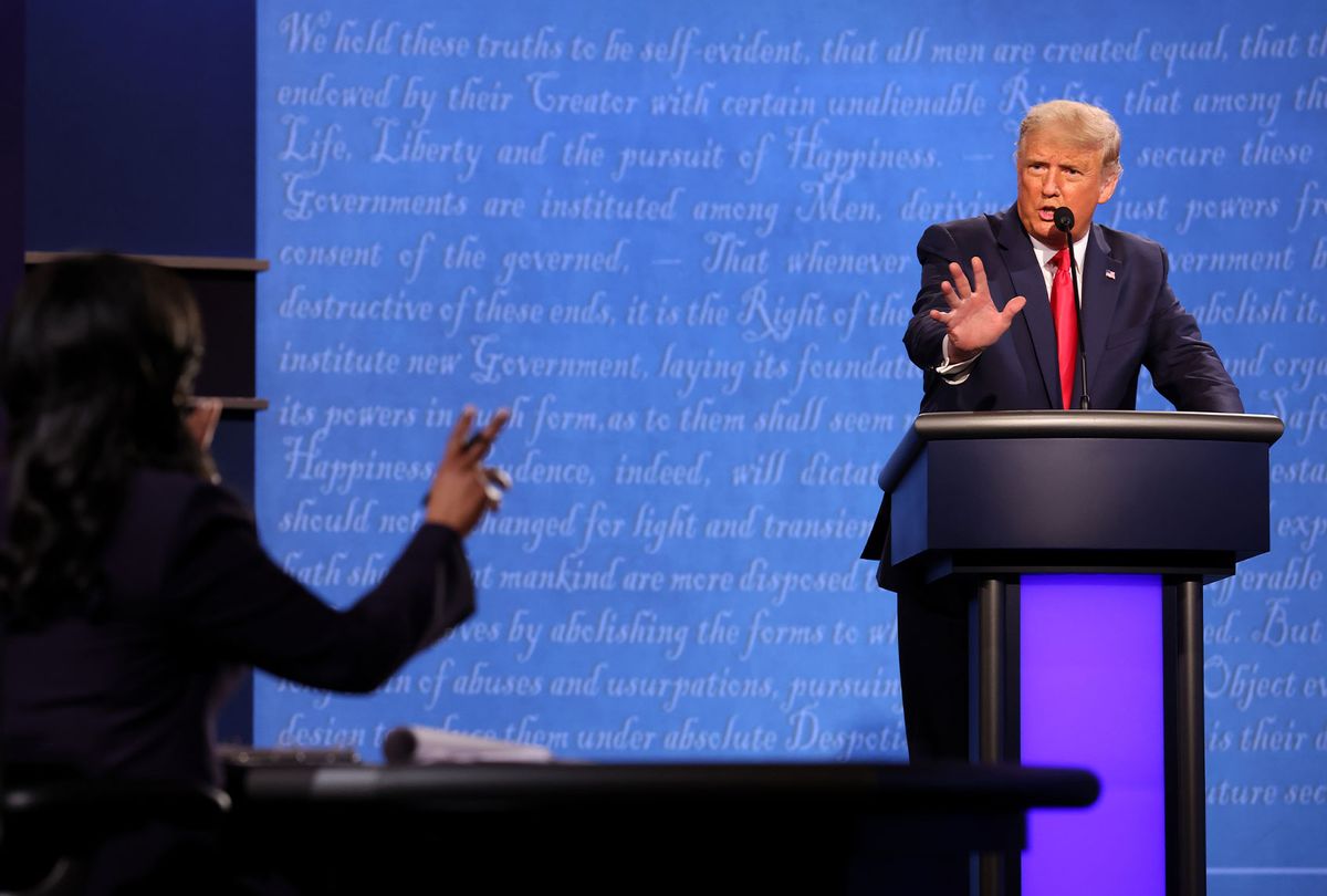 U.S. President Donald Trump participates in the final presidential debate against Democratic presidential nominee Joe Biden at Belmont University on October 22, 2020 in Nashville, Tennessee. This is the last debate between the two candidates before the election on November 3. (Justin Sullivan/Getty Images)