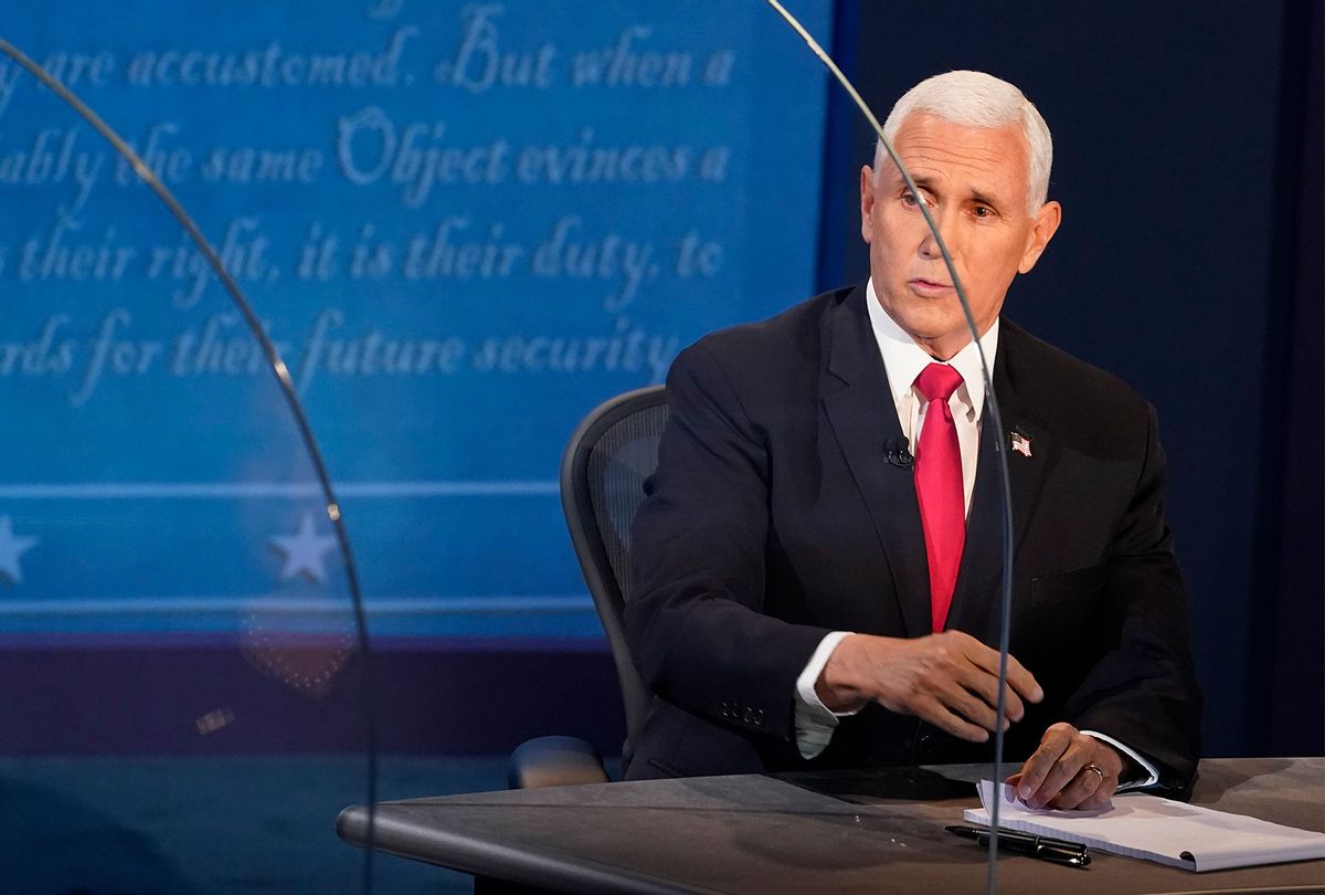 U.S. Vice President Mike Pence debates Democratic vice presidential nominee Sen. Kamala Harris (D-CA) at the University of Utah on October 7, 2020 in Salt Lake City, Utah. This is the only scheduled debate between the two before the general election on November 3. (Morry Gash-Pool/Getty Images)