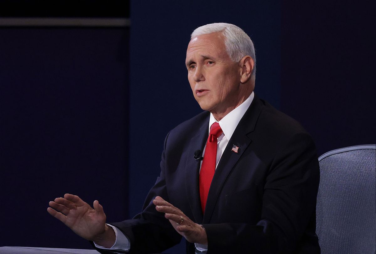U.S. Vice President Mike Pence participates in the vice presidential debate against Democratic vice presidential nominee Sen. Kamala Harris (D-CA) at the University of Utah on October 7, 2020 in Salt Lake City, Utah. The vice presidential candidates only meet once to debate before the general election on November 3. (Alex Wong/Getty Images)