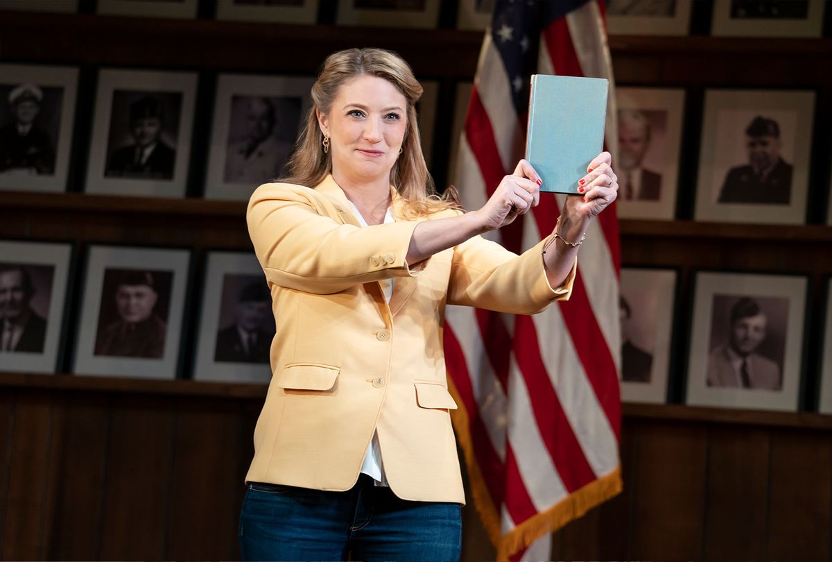 Heidi Schreck in a scene from “What the Constitution Means to Me.”  (Joan Marcus/Amazon Studios)
