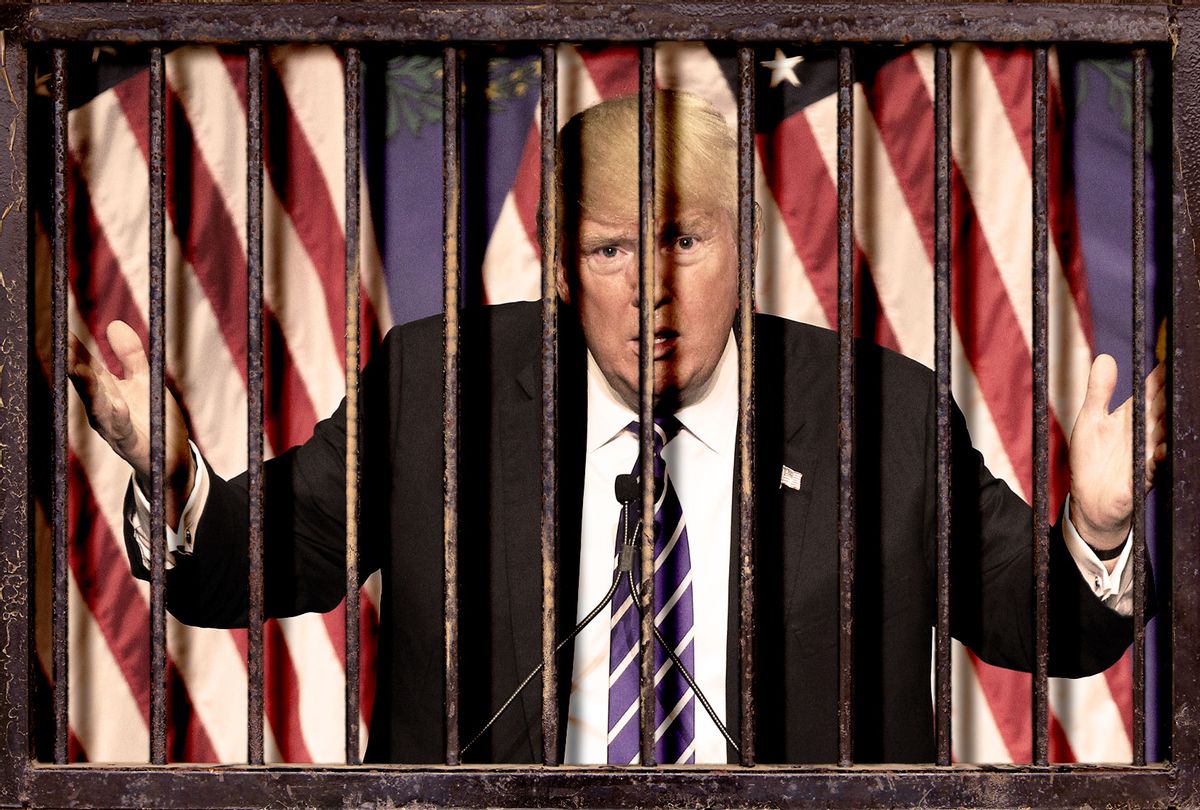 Donald Trump behind bars (Photo illustration by Salon/Getty Images)