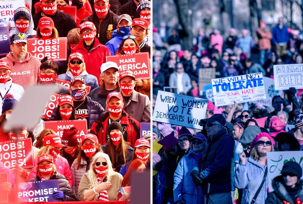 Trump Rally | Womens' March (Photo illustration by Salon/Getty Images)