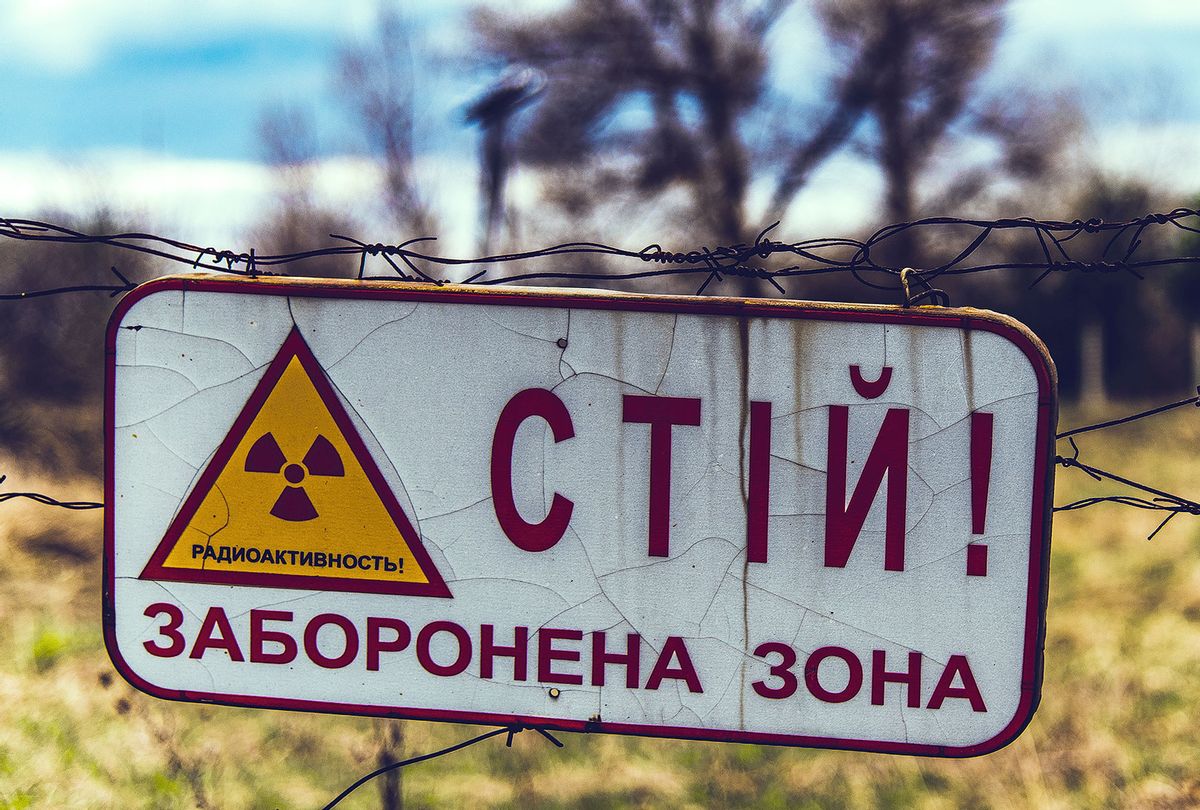 A sign warning of radiation, taken in Pripyat, Ukraine, April 2017. OVER 30 years after the nuclear disaster of Chernobyl, the city of Pripyat is exactly as it was the day it was evacuated. On the afternoon of April 27, 1986 a population of almost 50,000 abandoned the city following a catastrophic nuclear accident. (Andreas Jansen / Barcroft Media via Getty Images)