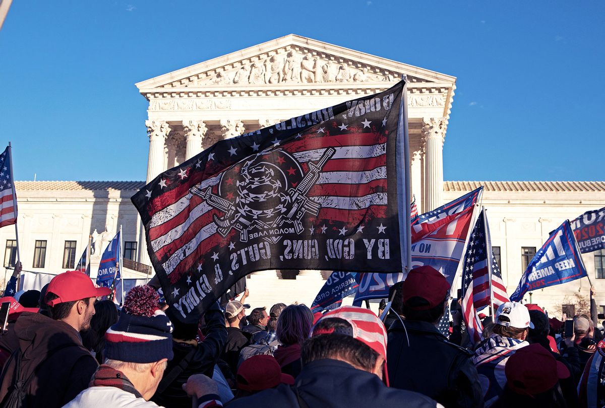 Supporters of US President Donald Trump participate in the Million MAGA March to protest the outcome of the 2020 presidential election in front of the US Supreme Court on December 12, 2020 in Washington, DC. (JOSE LUIS MAGANA/AFP via Getty Images)