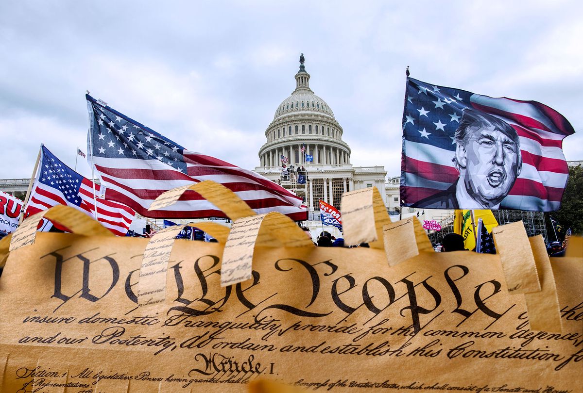 Capitol Riot | The US Constitution, shredded (Photo illustration by Salon/Getty images)