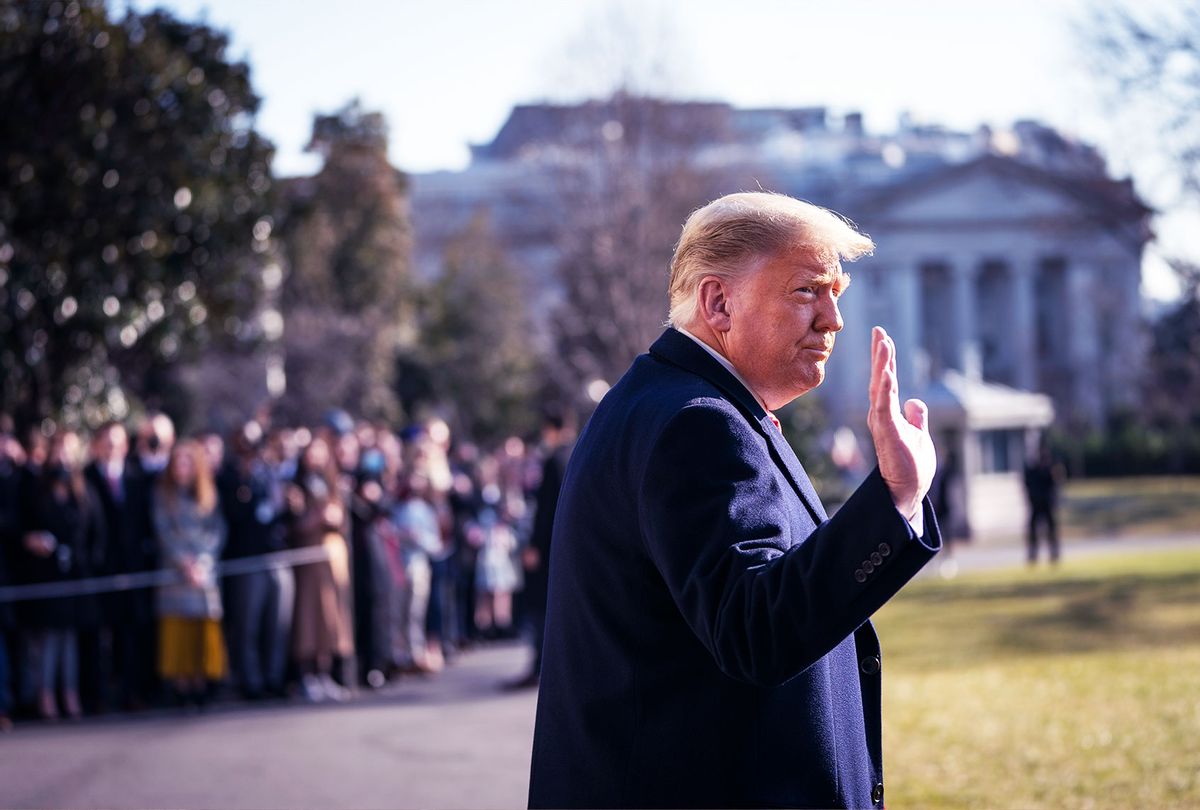 U.S. President Donald Trump waves as he walks to Marine One on the South Lawn of the White House on January 12, 2021 in Washington, DC. (Drew Angerer/Getty Images)