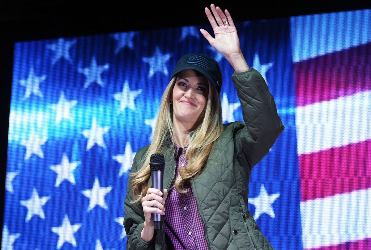 U.S. Sen. Kelly Loeffler (R-GA) speaks during a campaign event January 3, 2021 in Canton, Georgia. Loeffler continued to campaign for the upcoming run-off election in a race against Democratic U.S. Senate candidate Raphael Warnock. (Alex Wong/Getty Images)