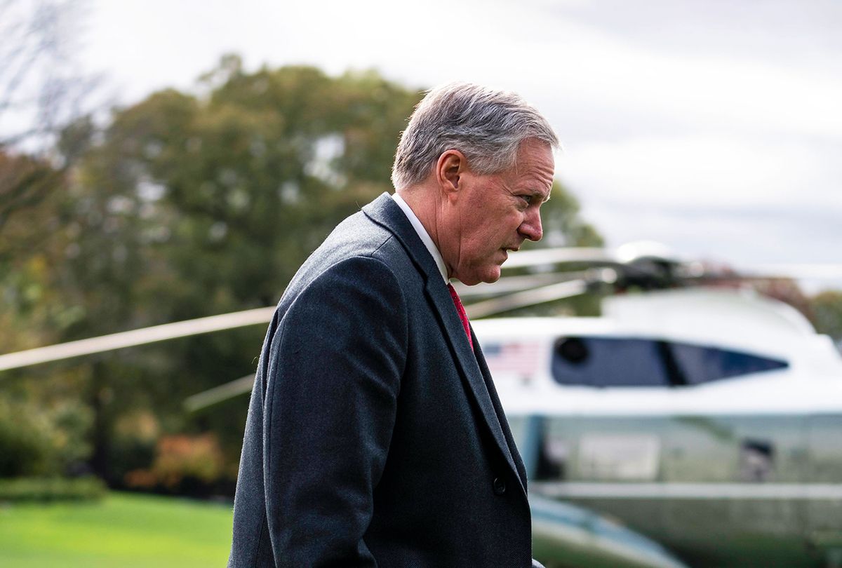 White House Chief of Staff Mark Meadows walks along the South Lawn before President Donald Trump departs from the White House on October 30, 2020 in Washington, DC.  (Sarah Silbiger/Getty Images)