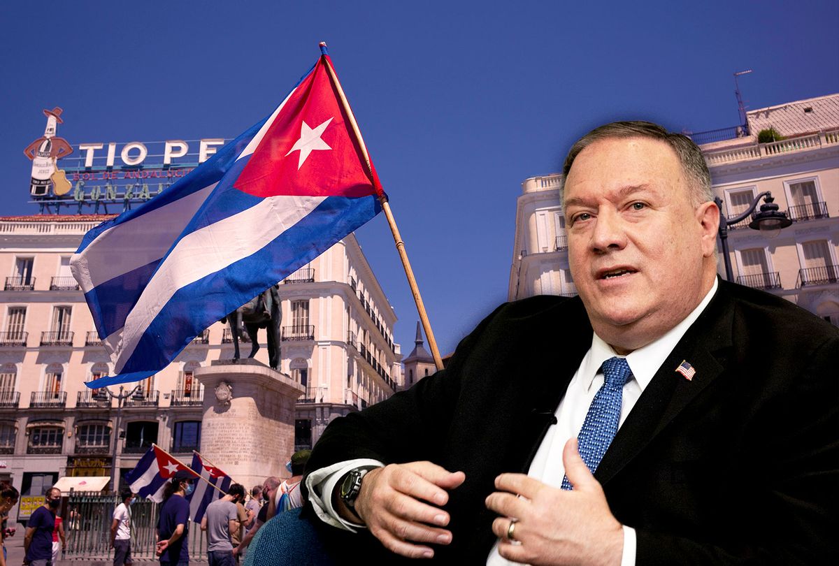 Mike Pompeo | Cuban flag (Photo illustration by Salon/Getty Images)