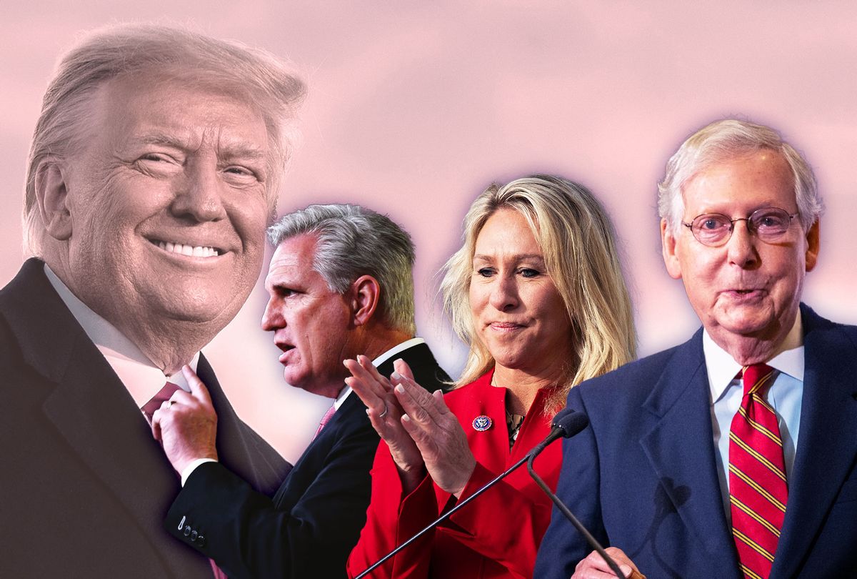 Donald Trump, Kevin McCarthy, Marjorie Taylor-Greene and  Mitch McConnell (Photo illustration by Salon/Getty Images)