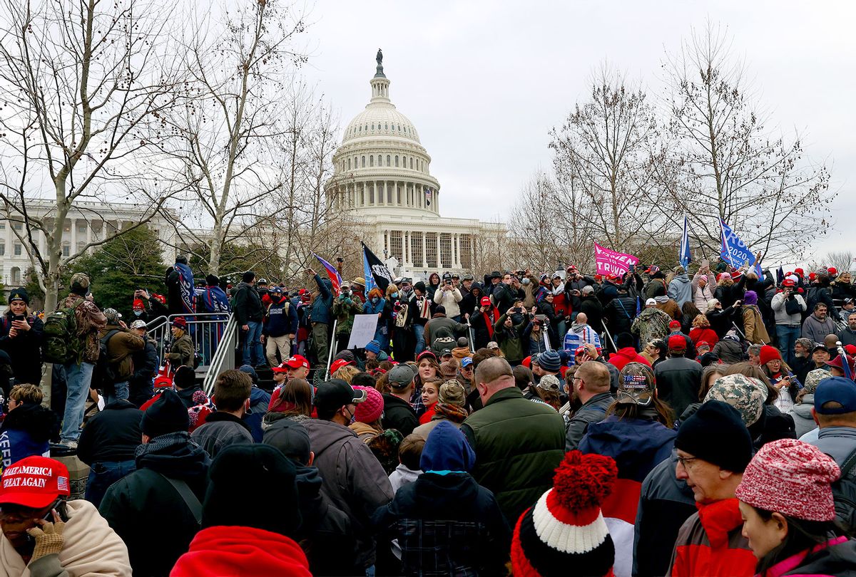 Protesters gather outside the U.S. Capitol Building on January 06, 2021 in Washington, DC. Pro-Trump protesters entered the U.S. Capitol building after mass demonstrations in the nation's capital. (Tasos Katopodis/Getty Images)