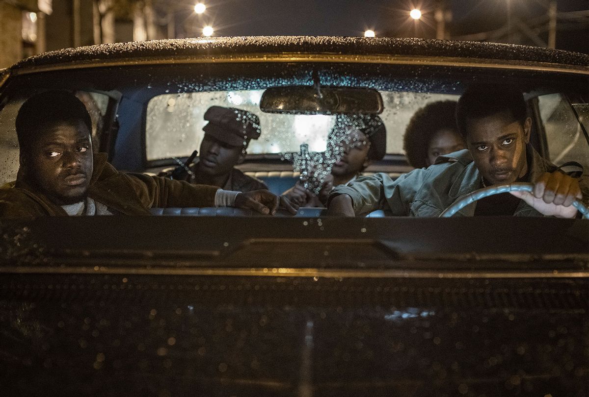DANIEL KALUUYA as Chairman Fred Hampton, ASHTON SANDERS as Jimmy Palmer, ALGEE SMITH as Jake Winters, DOMINIQUE THORNE as Judy Harmon and LAKEITH STANFIELD as Bill O’Neal in “JUDAS AND THE BLACK MESSIAH” (Warner Bros. Pictures )