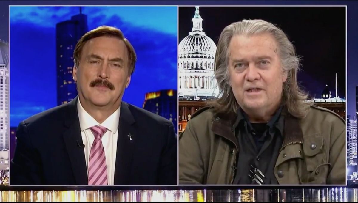MyPillow CEO Mike Lindell and Steve Bannon. (Bannon's War Room)