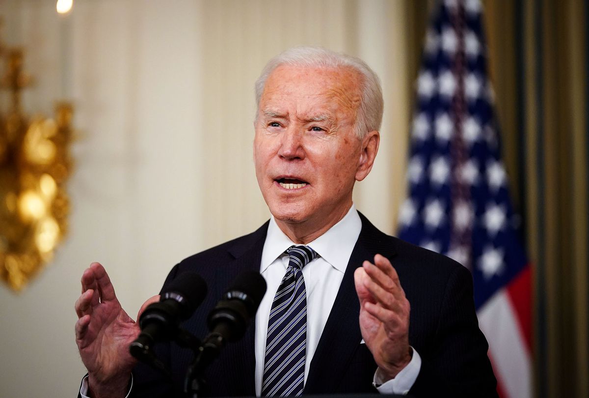 U.S. President Joe Biden delivers remarks in the State Dining Room of the White House on March 15, 2021 in Washington, DC. The administration announced on Monday that Gene Sperling, a former top economic official in the last two Democratic presidential administrations, will oversee the rollout of the $1.9 trillion coronavirus stimulus package that Biden signed into law last week. (Drew Angerer/Getty Images)