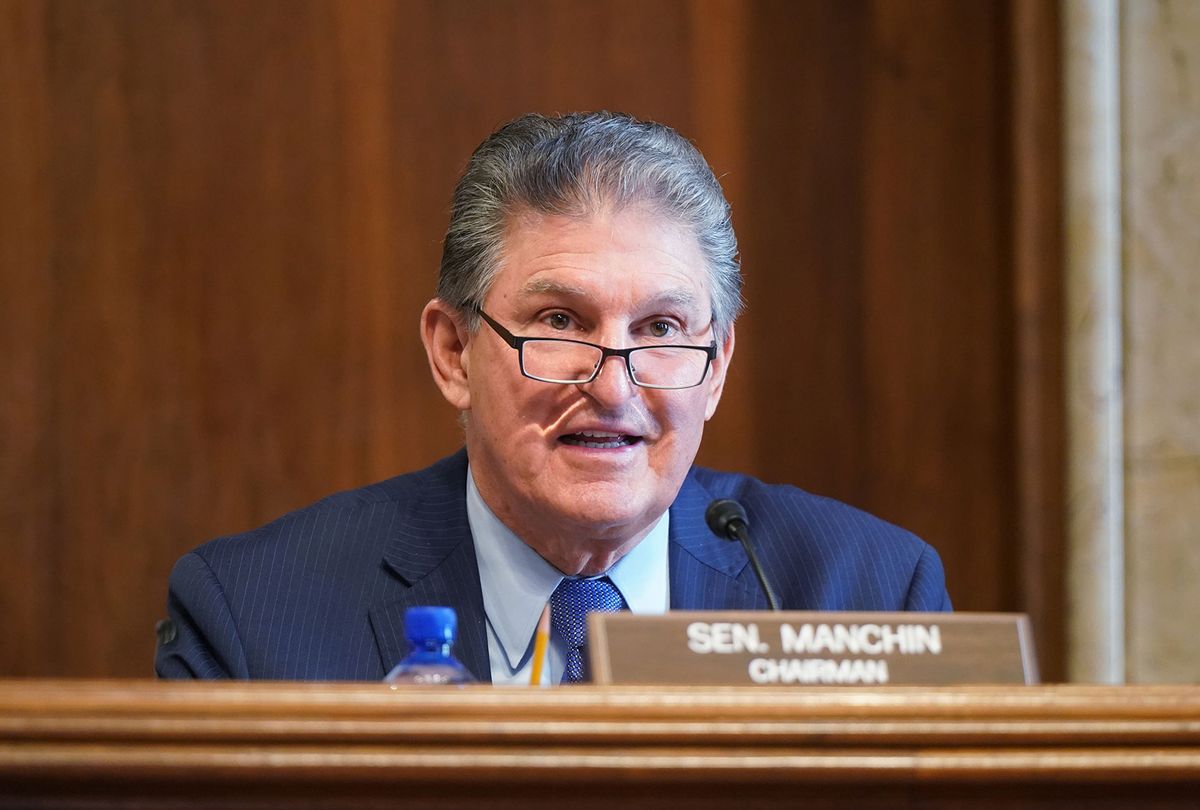 Sen. Joe Manchin, (D-WV), chairman of the Senate Committee on Energy and Natural Resources, gives opening remarks at the confirmation hearing for Rep. Debra Haaland, (D-NM) President Joe Biden's nominee for Secretary of the Interior, during her confirmation hearing before the Senate Committee on Energy and Natural Resources, at the U.S. Capitol on February 24, 2021 in Washington, DC. Rep. Haaland's opposition to fracking and early endorsement of the Green New Deal has made her one of President Biden's more controversial cabinet nominees. (Leigh Vogel-Pool/Getty Images)