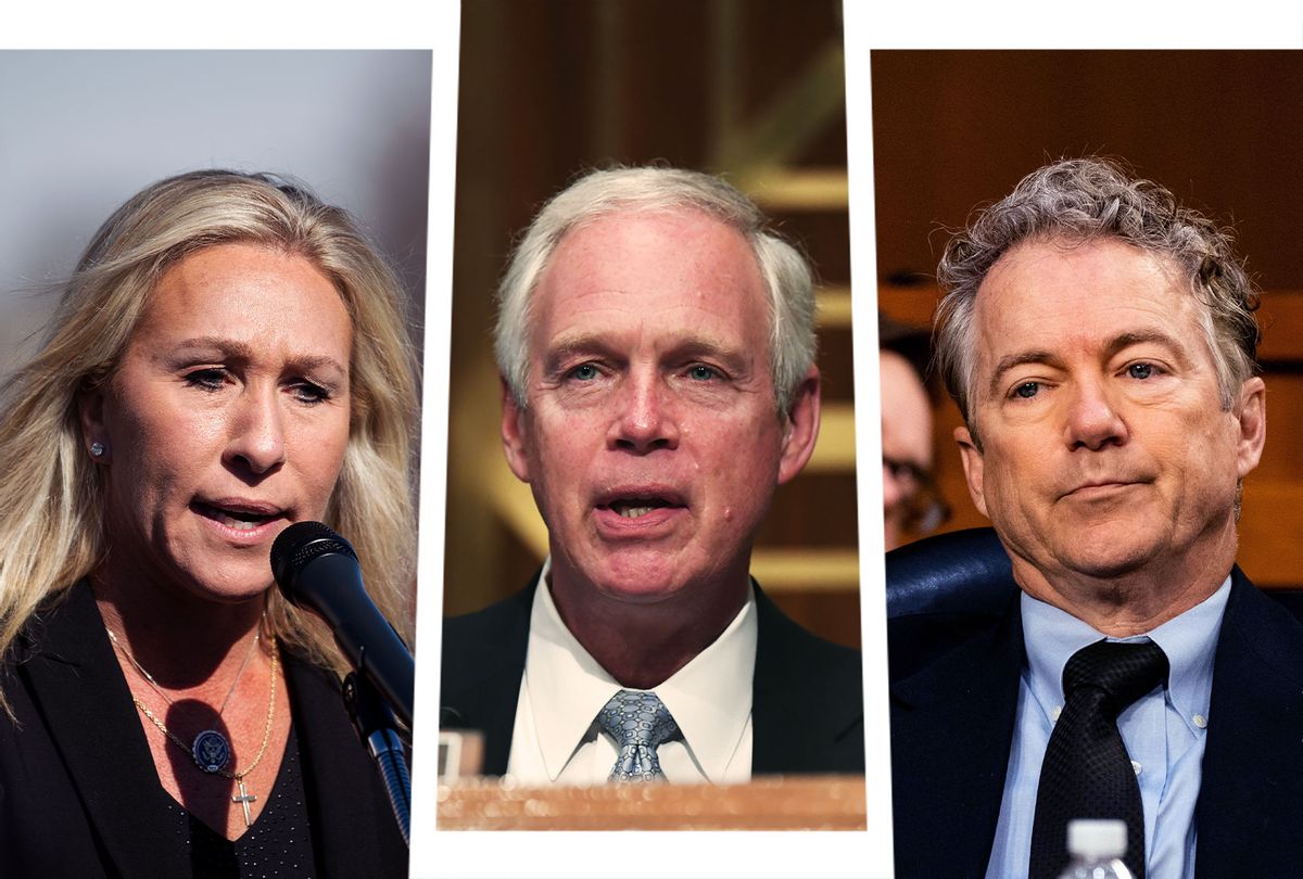 Marjorie Taylor Greene, Ron Johnson and Rand Paul (Photo illustration by Salon/Getty images)