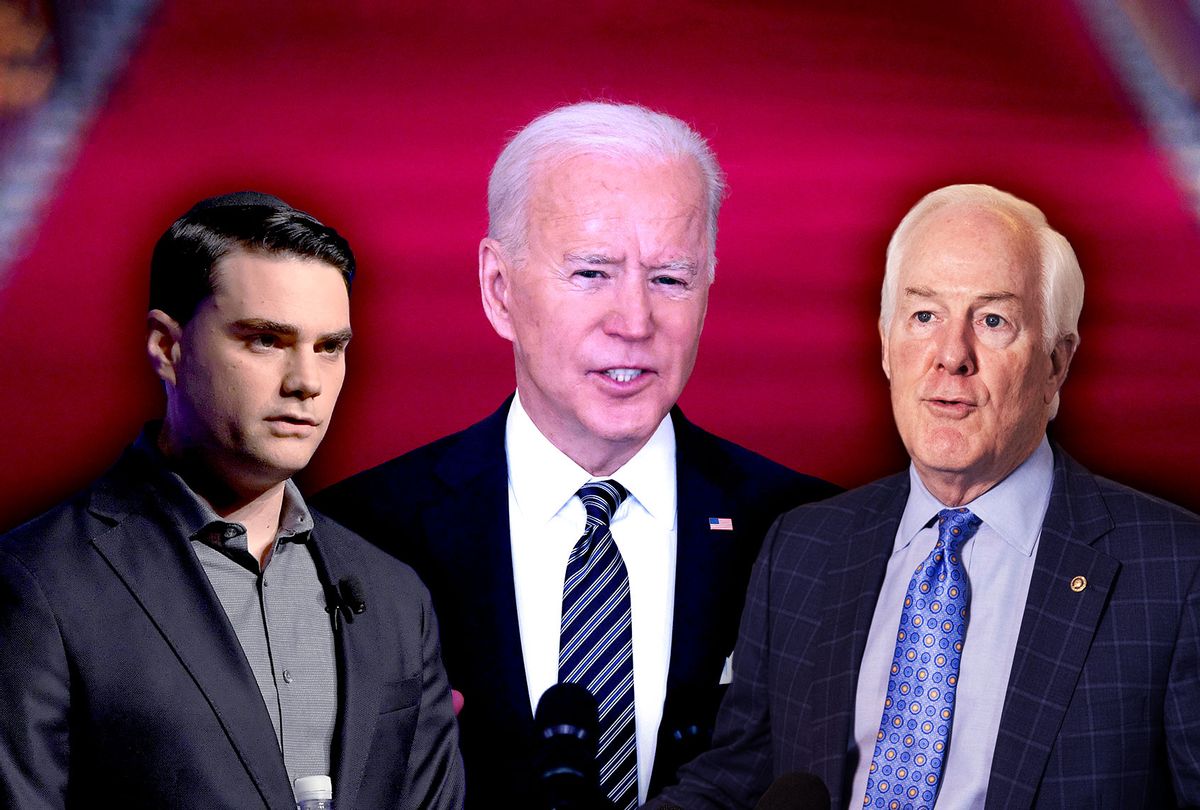 Ben Shapiro, John Cornyn and Joe Biden (Photo illustration by Salon/Getty Images)