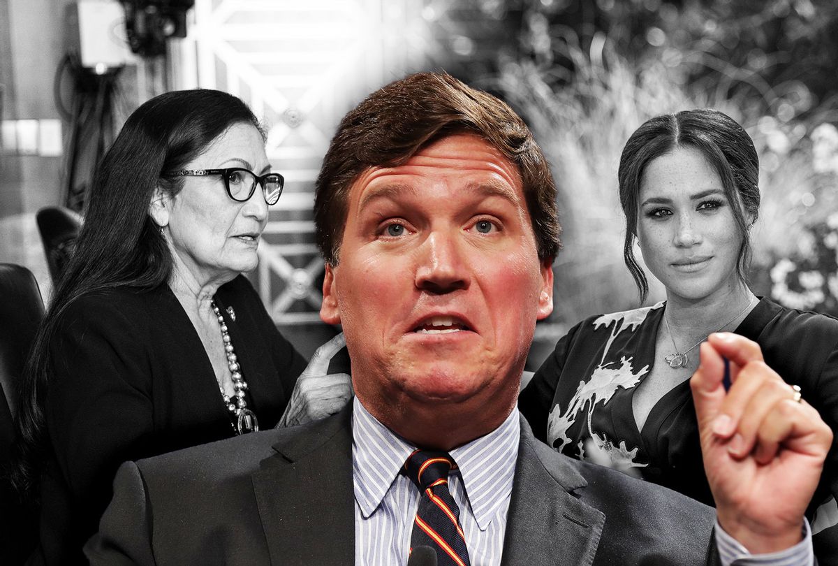 Tucker Carlson, Meghan Markle and Deb Haaland (Photo illustration by Salon/Getty Images)
